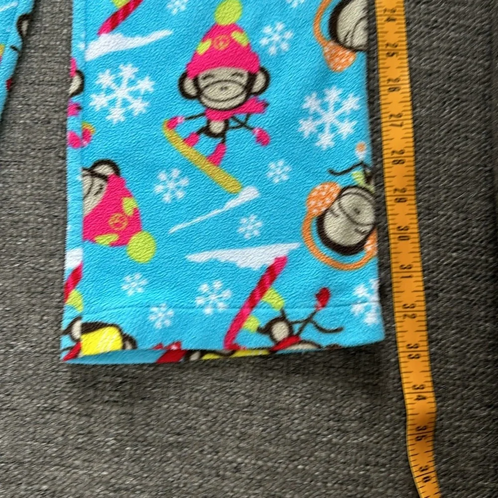 Old Navy Girls Blue Fleece Pajama Pants Size 10-12 Ski Snowboard Winter Monkey